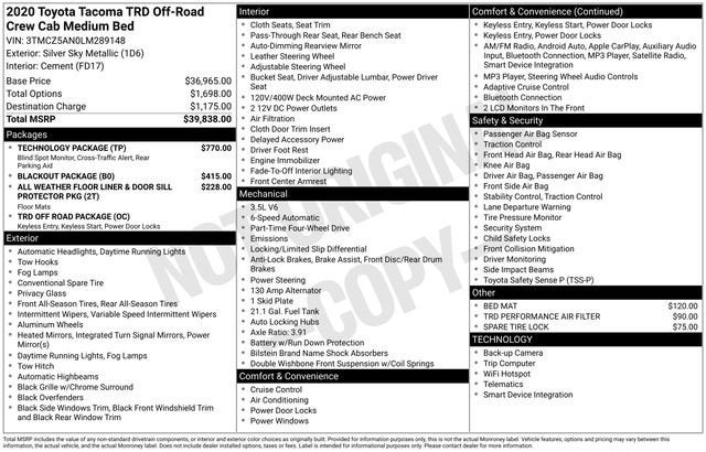 2020 Toyota Tacoma 4WD SR5